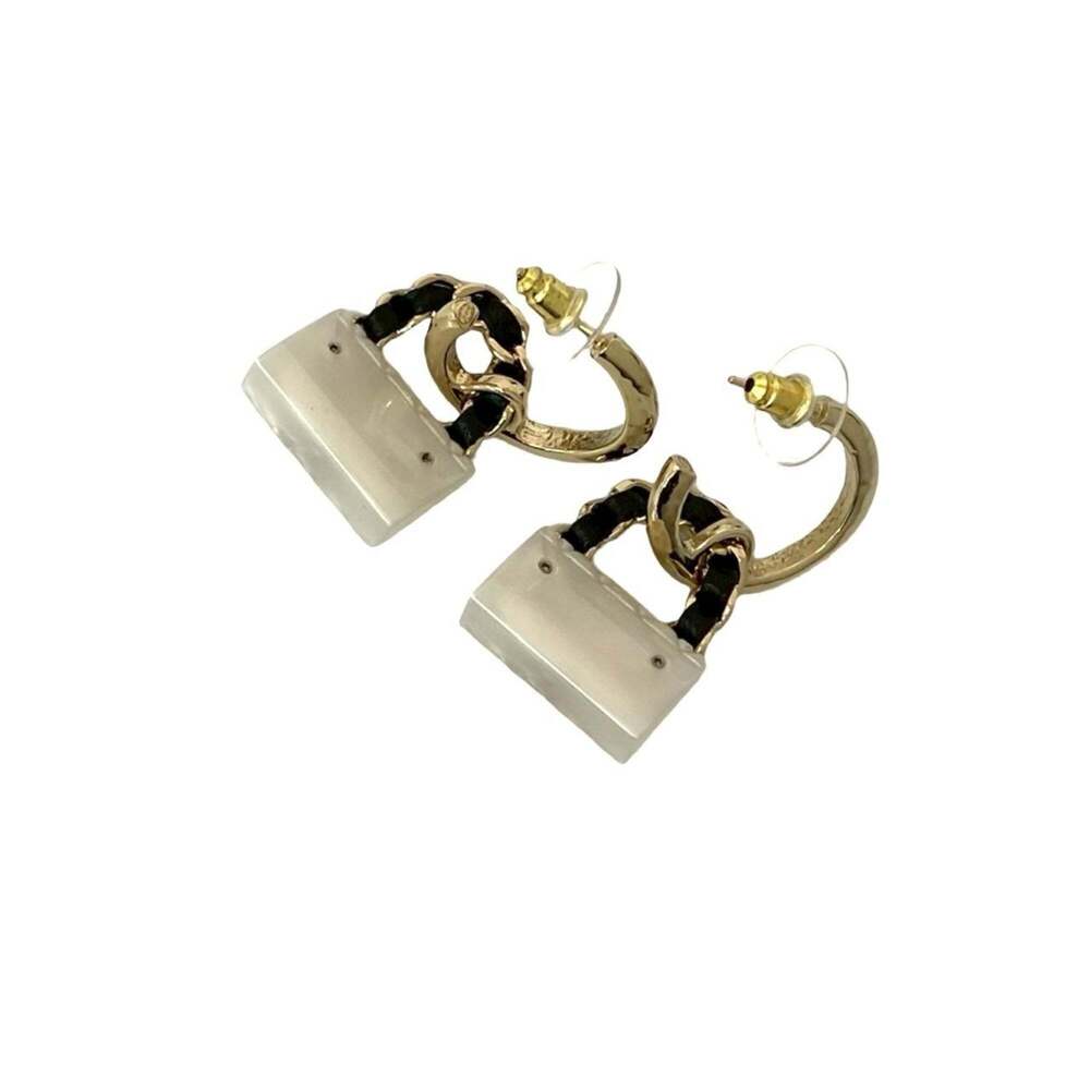 CHANEL Authentic Black Logo Earrings - Picture 4 of 4